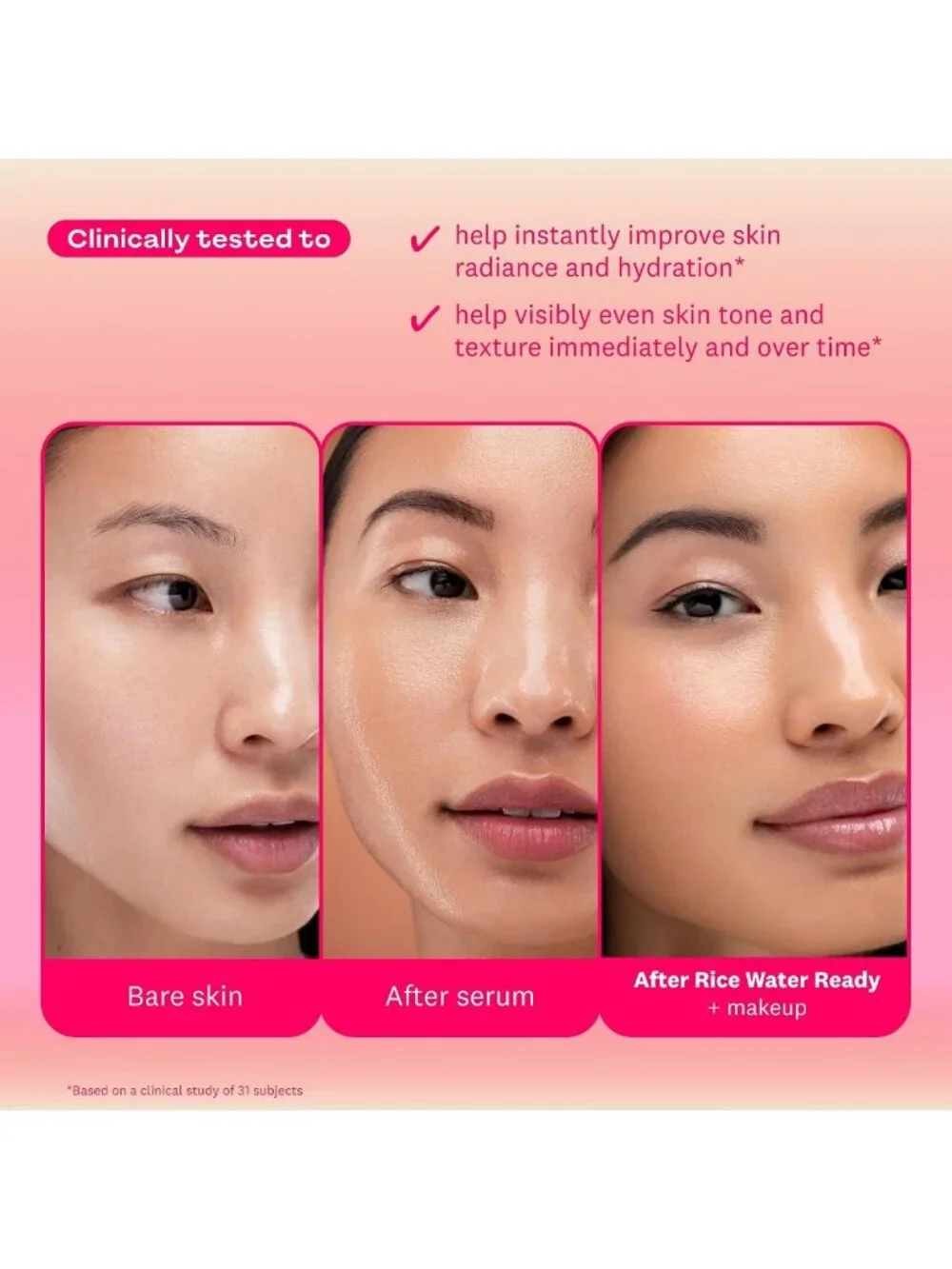 Glowy Hydrating Serum & Primer, Korean Skin Care with Peptides for Radiance